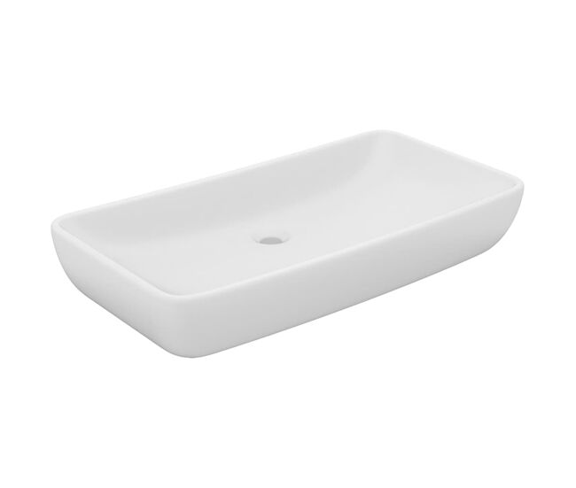 Vidaxl lavabo de lujo de cerámica rectangular blanco mate 71x38 cm