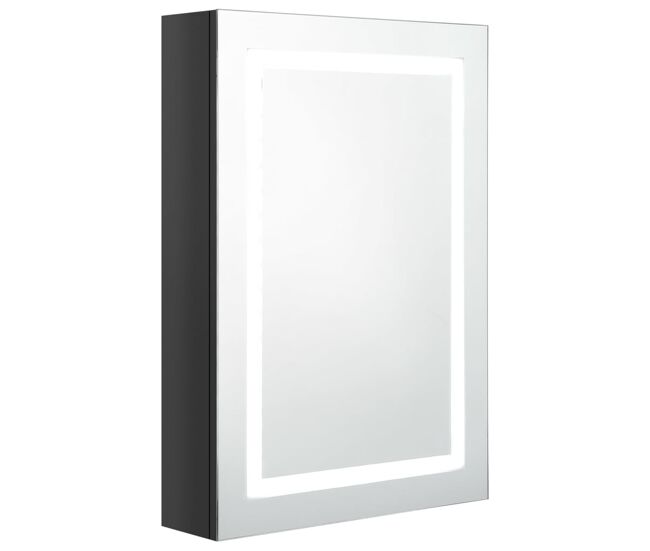 Vidaxl armario de baño con espejo led negro brillante 50x13x70 cm