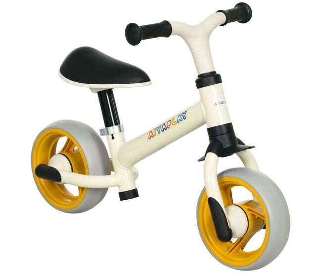Aiyaplay bicicleta sin pedales para niños de 18-48 meses bicicleta de equilibrio con asiento ajustable en altura carga 25 kg 66,5x34x47 cm blanco y