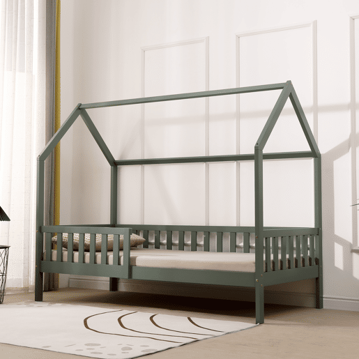 Cama cabaña infantil 190x90cm verde MARCEAU