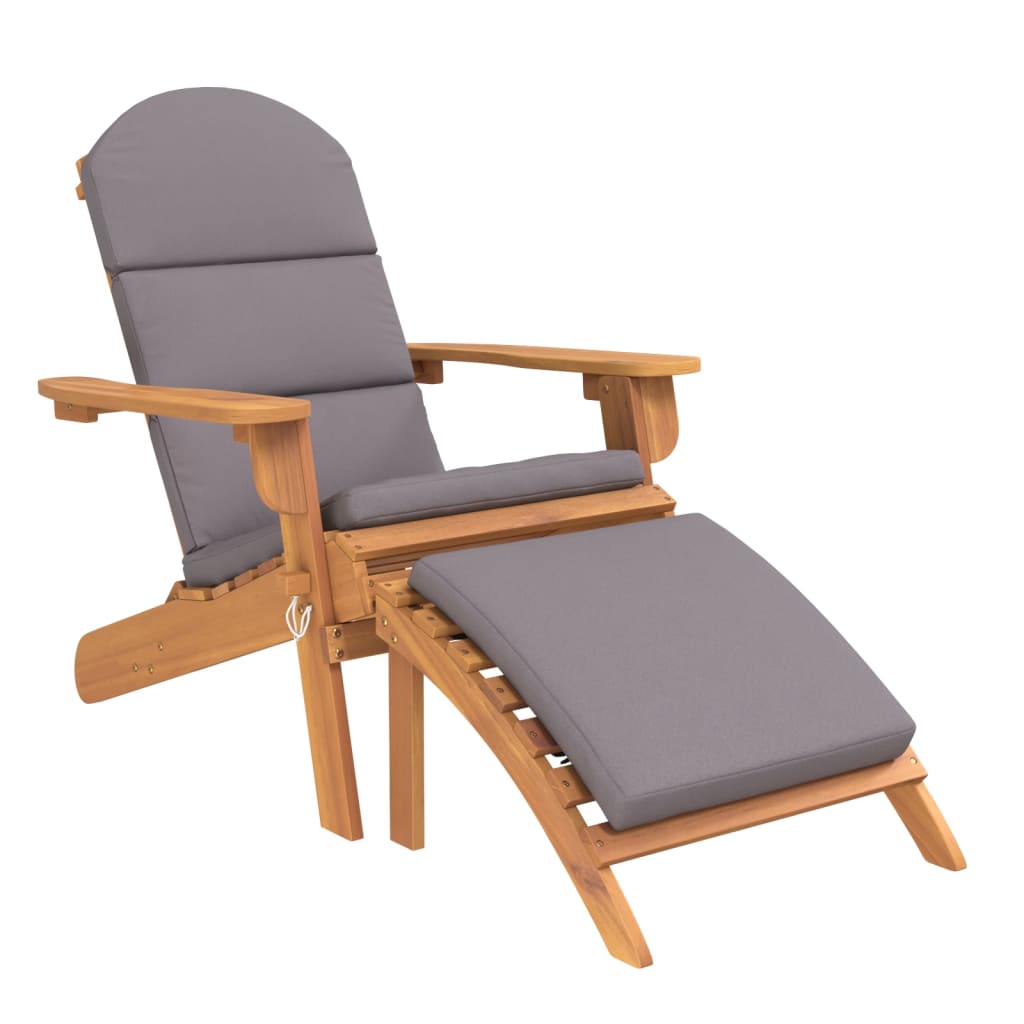 Vidaxl silla de jardín adirondack con reposapiés madera maciza acacia