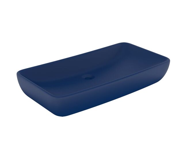 Vidaxl lavabo rectangular de lujo cerámica azul oscuro mate 71x38 cm