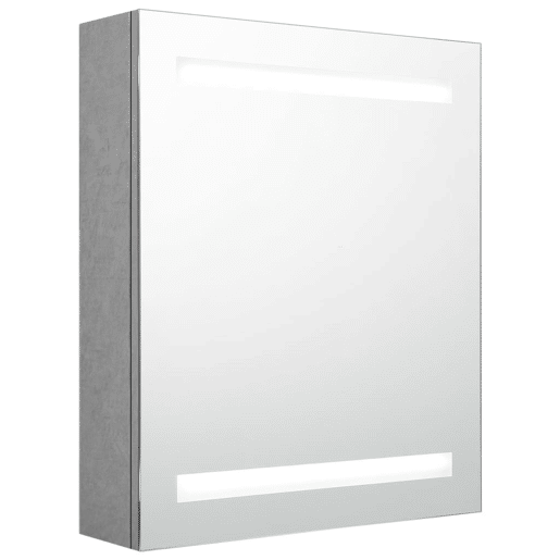 vidaXL Armário espelhado casa de banho LED 50x14x60cm cinzento cimento