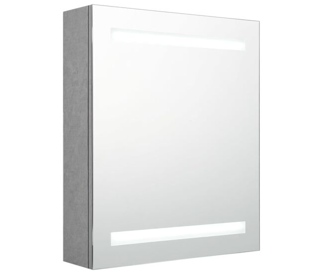 Vidaxl armario de baño con espejo led gris hormigón 50x14x60 cm