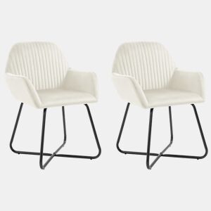 vidaXL Cadeiras de jantar 2 pcs veludo cor creme