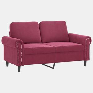 vidaXL Sofá de 2 lugares veludo 120 cm vermelho tinto