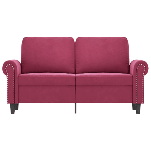 vidaXL Sofá de 2 lugares veludo 120 cm vermelho tinto
