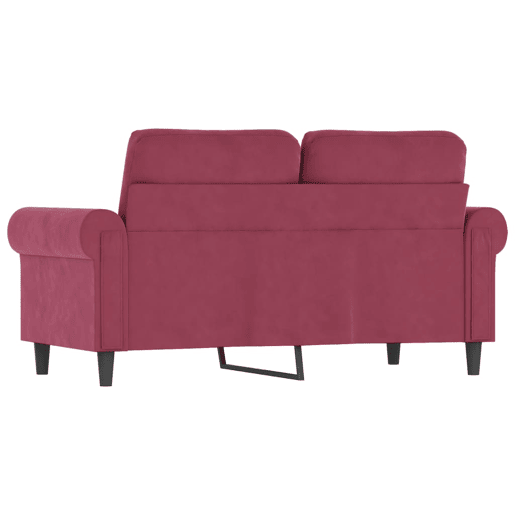 vidaXL Sofá de 2 lugares veludo 120 cm vermelho tinto