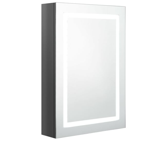 Vidaxl armario de baño con espejo led gris brillante 50x13x70 cm