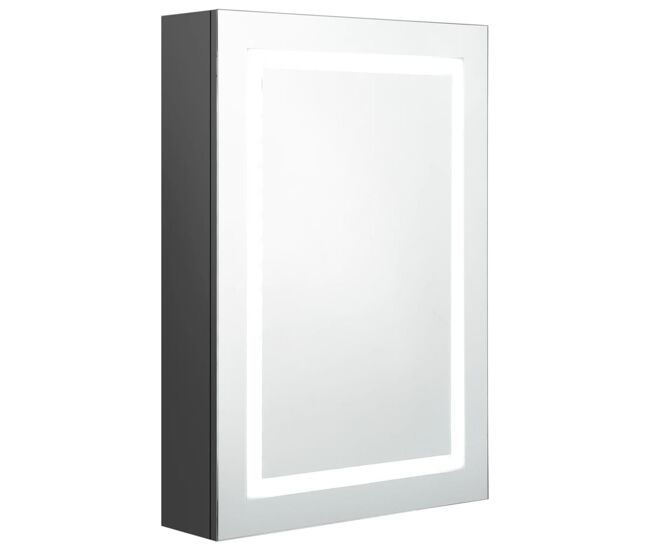 Vidaxl armario de baño con espejo y led gris 50x13x70 cm