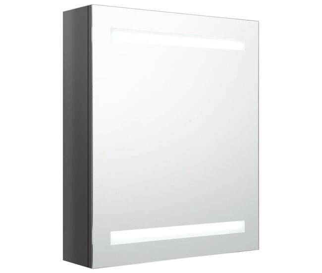 Vidaxl armario de baño con espejo led gris brillante 50x14x60 cm
