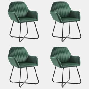 vidaXL Cadeiras de jantar 4 pcs veludo verde