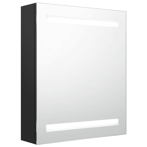 vidaXL Armário espelhado p casa de banho com LED 50x14x60 cm preto vidaXL Armário espelhado p casa de banho com LED 50x14x60 cm preto