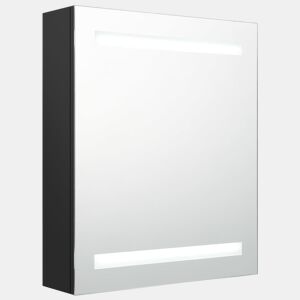 vidaXL Armário espelhado p casa de banho com LED 50x14x60 cm preto