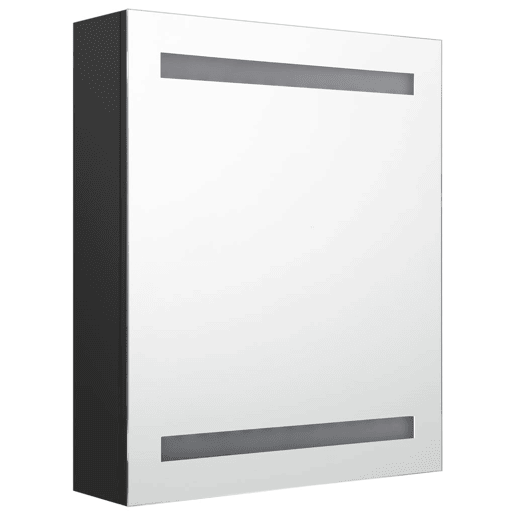 vidaXL Armário espelhado p casa de banho com LED 50x14x60 cm preto vidaXL Armário espelhado p casa de banho com LED 50x14x60 cm preto