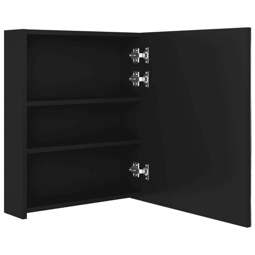 vidaXL Armário espelhado p casa de banho com LED 50x14x60 cm preto vidaXL Armário espelhado p casa de banho com LED 50x14x60 cm preto