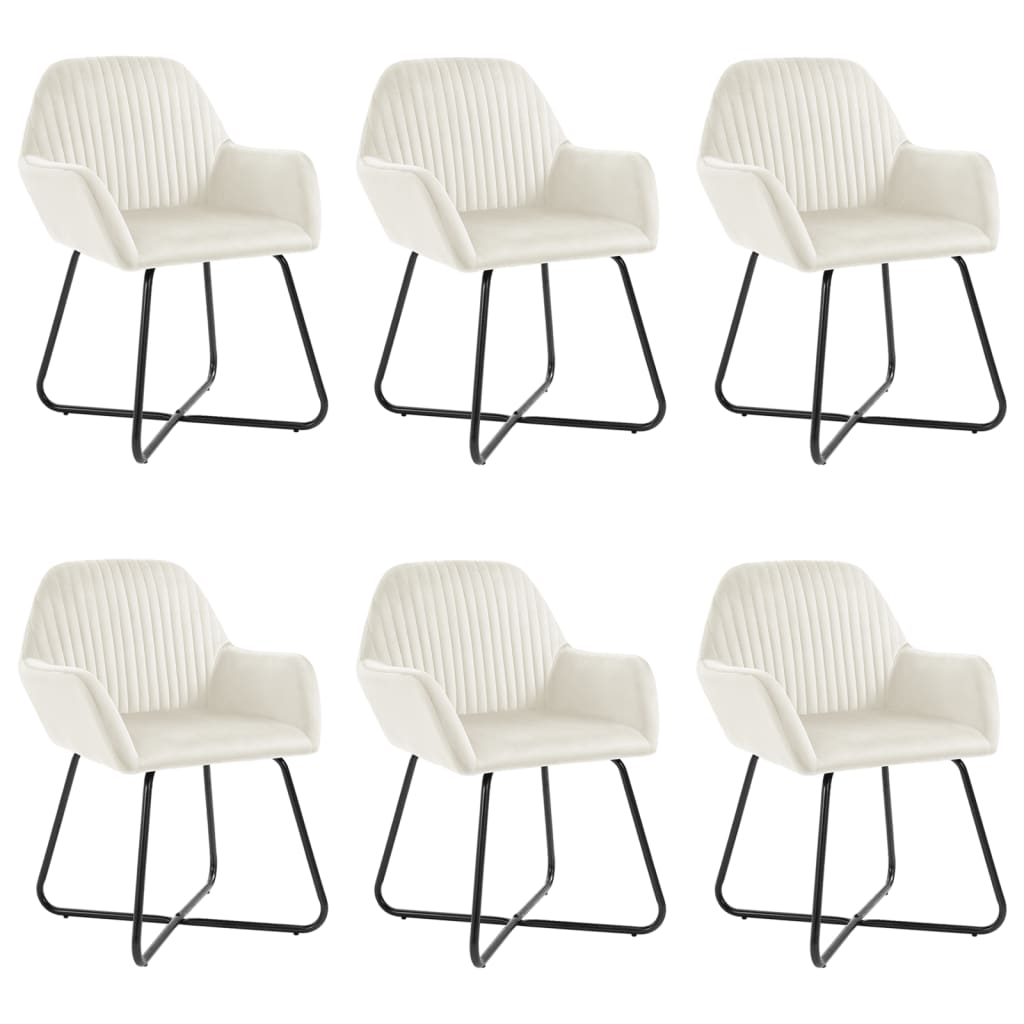 Vidaxl sillas de comedor 6 unidades de terciopelo crema