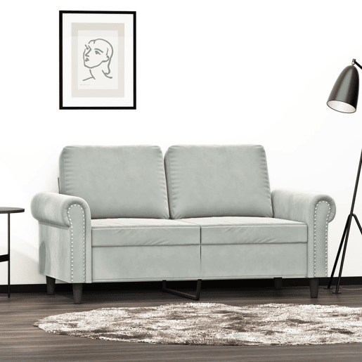 vidaXL Sofá de 2 lugares 120 cm veludo cinzento-claro vidaXL Sofá de 2 lugares 120 cm veludo cinzento-claro