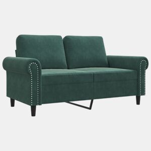 vidaXL Sofá de 2 lugares 120 cm veludo verde-escuro