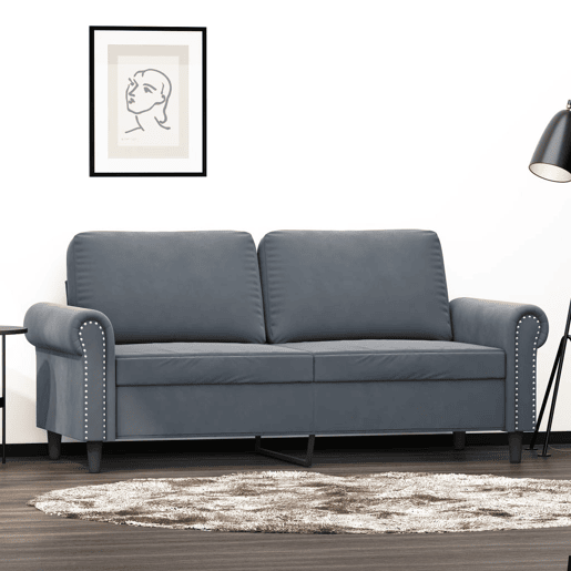vidaXL Sofá de 2 lugares 140 cm veludo cinza-escuro