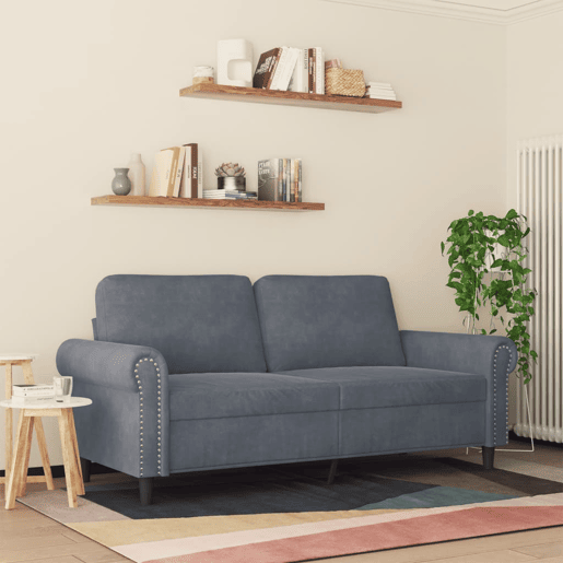 vidaXL Sofá de 2 lugares 140 cm veludo cinza-escuro