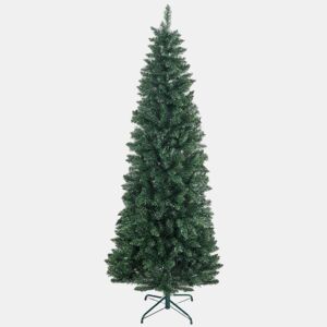 HOMCOM Árvore de Natal Estreita Árvore de Natal Tipo Lápis de 210 cm com Base Dobrável e 687 Ramos para Escritório Verde