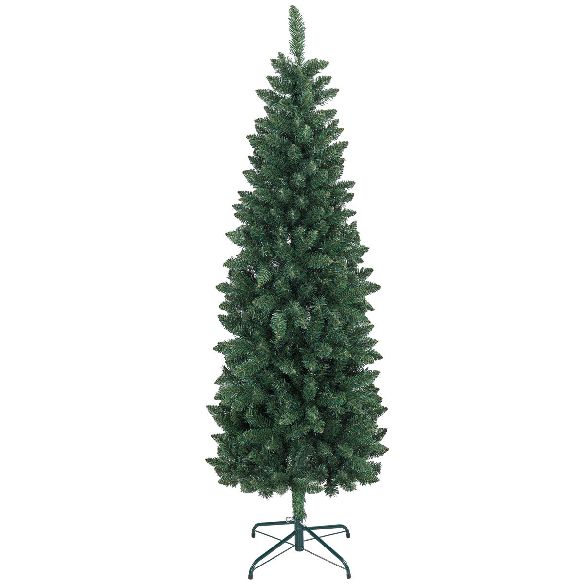 Homcom árbol de navidad estrecho 183 cm árbol de navidad grande tipo lápiz con base plegable y 479 ramas para dormitorio oficina verde