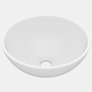 vidaXL Lavatório WC luxuoso redondo 32,5x14cm cerâmica branco mate