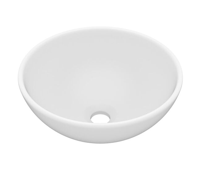 Vidaxl lavabo de lujo redondo cerámica blanco mate 32,5x14 cm