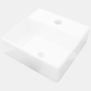 Lavatório cerâmica redondo com furo para torneira, quadrado,branco