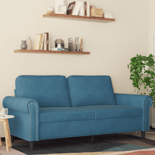 vidaXL Sofá de 2 lugares veludo 140 cm azul