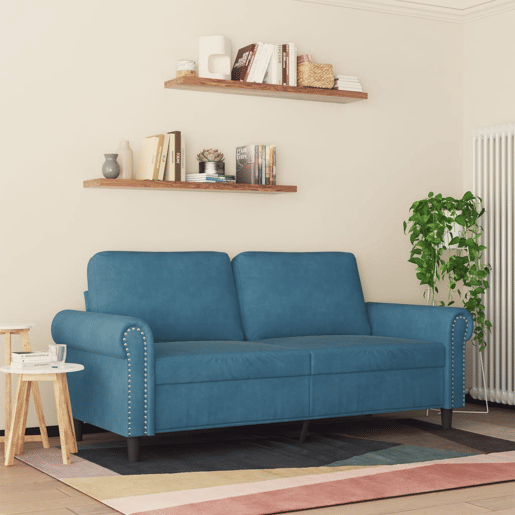 vidaXL Sofá de 2 lugares veludo 140 cm azul