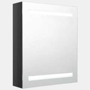 vidaXL Armário espelhado casa de banho LED 50x14x60 cm preto brilhante