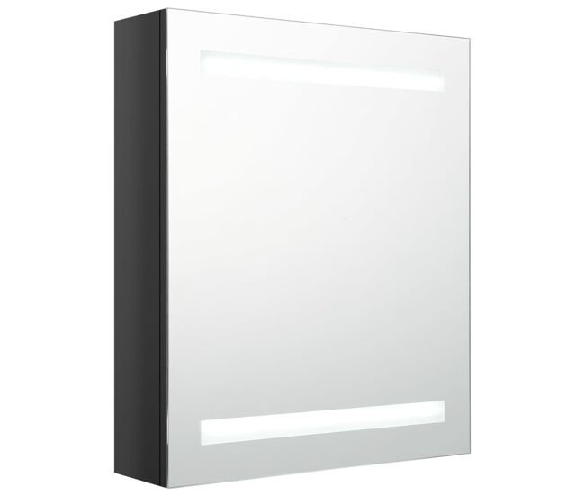 Vidaxl armario de baño con espejo led negro brillante 50x14x60 cm