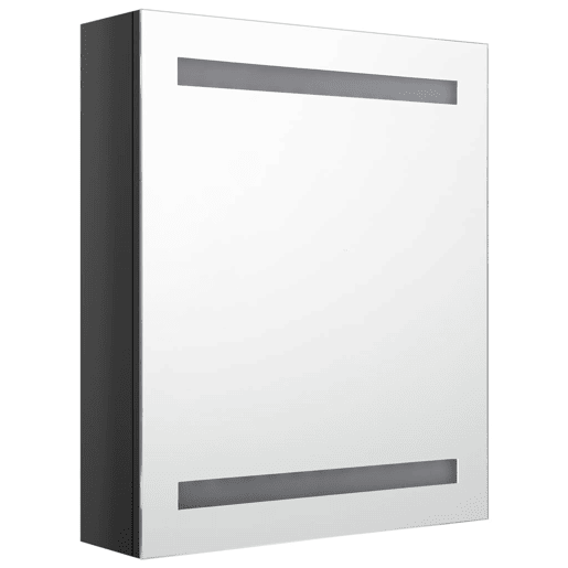 vidaXL Armário espelhado casa de banho LED 50x14x60 cm preto brilhante vidaXL Armário espelhado casa de banho LED 50x14x60 cm preto brilhante