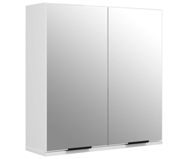 Vidaxl armario de baño con espejo blanco brillante 64x20x67 cm