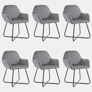 vidaXL Cadeiras de jantar 6 pcs veludo cinzento