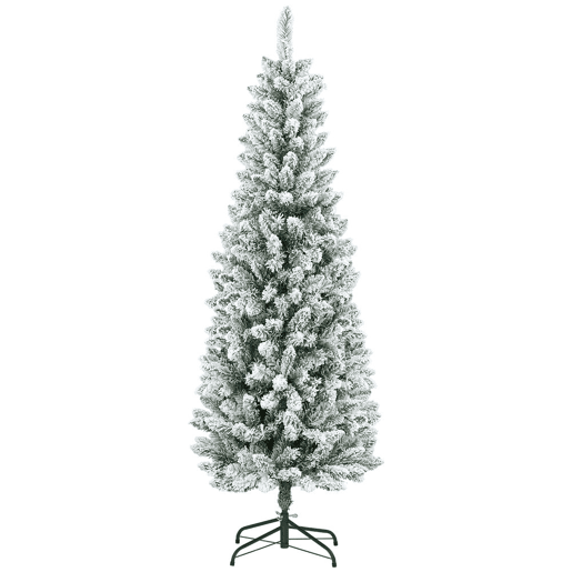 HOMCOM Árvore de Natal 180 cm Árvore de Natal Artificial Coberta de Neve com 479 Ramos e Suporte de Metal Árvore Natalícia para Sala Interior Verde