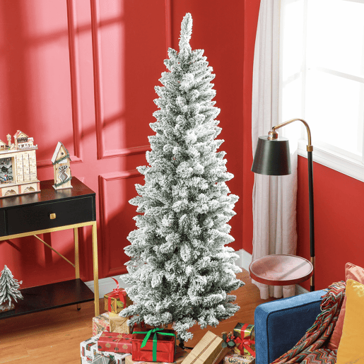 HOMCOM Árvore de Natal 180 cm Árvore de Natal Artificial Coberta de Neve com 479 Ramos e Suporte de Metal Árvore Natalícia para Sala Interior Verde
