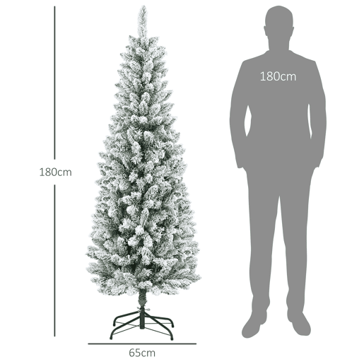 HOMCOM Árvore de Natal 180 cm Árvore de Natal Artificial Coberta de Neve com 479 Ramos e Suporte de Metal Árvore Natalícia para Sala Interior Verde