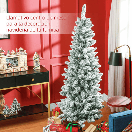 HOMCOM Árvore de Natal 180 cm Árvore de Natal Artificial Coberta de Neve com 479 Ramos e Suporte de Metal Árvore Natalícia para Sala Interior Verde