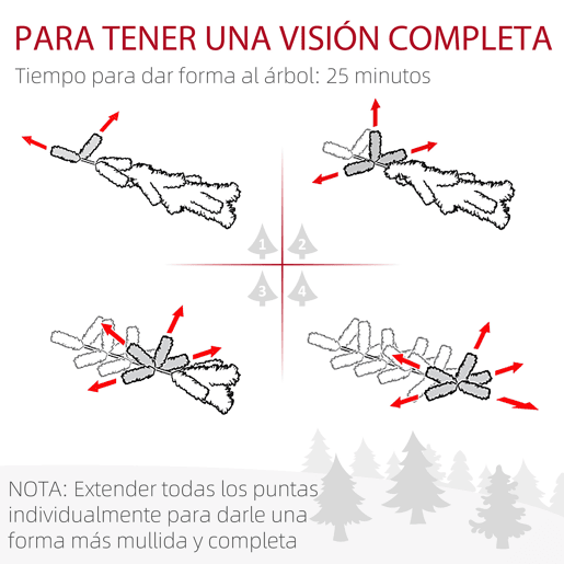 HOMCOM Árvore de Natal 180 cm Árvore de Natal Artificial Coberta de Neve com 479 Ramos e Suporte de Metal Árvore Natalícia para Sala Interior Verde