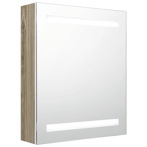vidaXL Armário espelhado casa de banho LED 50x14x60 cm brancocarvalho vidaXL Armário espelhado casa de banho LED 50x14x60 cm brancocarvalho