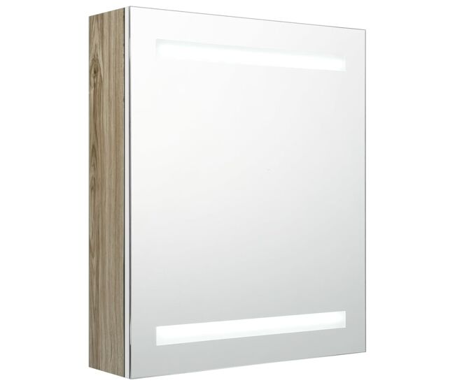 Vidaxl armario de baño con espejo led blanco y roble 50x14x60 cm