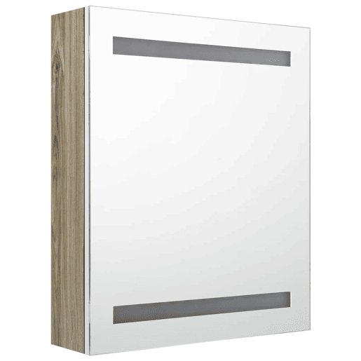 vidaXL Armário espelhado casa de banho LED 50x14x60 cm brancocarvalho vidaXL Armário espelhado casa de banho LED 50x14x60 cm brancocarvalho