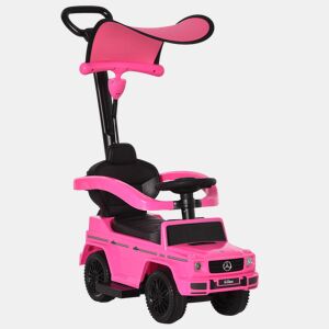 HOMCOM Carro de Passeio Carro Andador para Crianças acima de 12 Meses Mercedes G350 com Buzina Capô Removível Encosto e Suporte de Proteção 85,5x40,5x95 cm Rosa