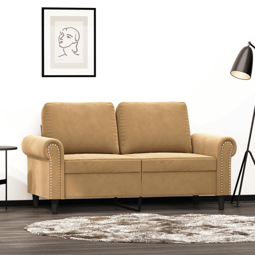 vidaXL Sofá de 2 lugares veludo 120 cm castanho