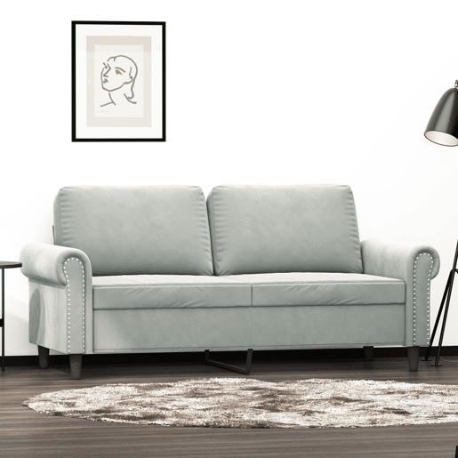 vidaXL Sofá de 2 lugares 140 cm veludo cinza-claro