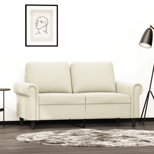 vidaXL Sofá de 2 lugares veludo 120 cm cor creme vidaXL Sofá de 2 lugares veludo 120 cm cor creme