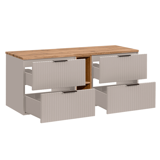 Meuble sous-vasque 140cm 2 niches Adriel Cachemire et Bois